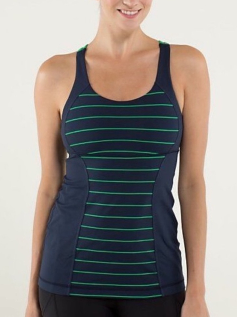 Lululemon athletica Energy Tank Navy and Green stipe